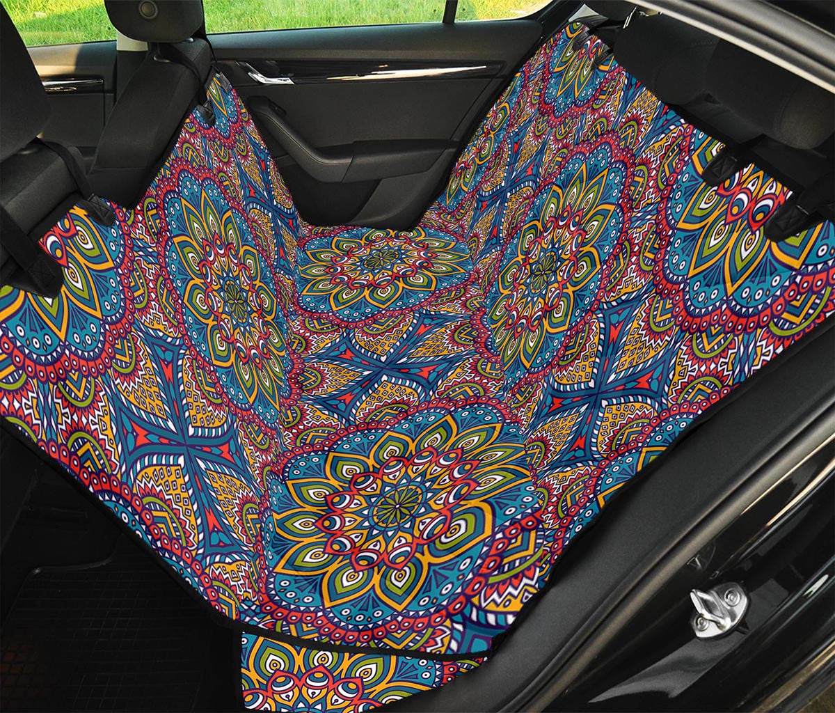 Colorful Bohemian Mandala Pattern Print Pet Car Back Seat Cover