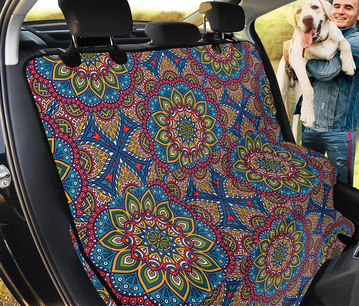 Colorful Bohemian Mandala Pattern Print Pet Car Back Seat Cover