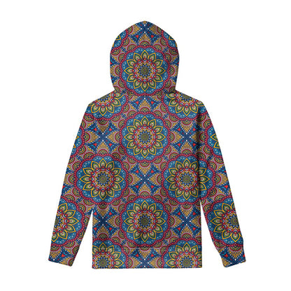 Colorful Bohemian Mandala Pattern Print Pullover Hoodie