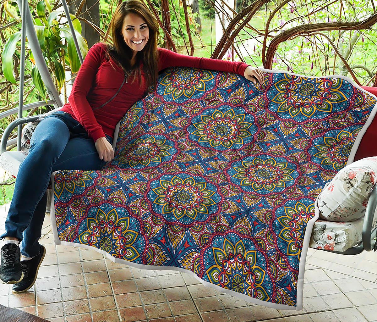 Colorful Bohemian Mandala Pattern Print Quilt