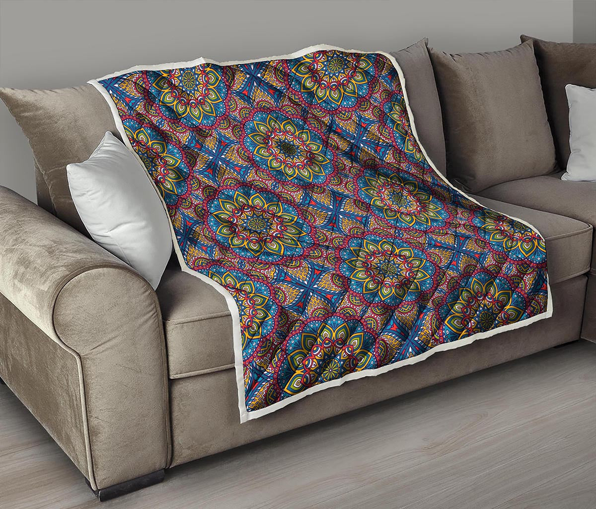 Colorful Bohemian Mandala Pattern Print Quilt
