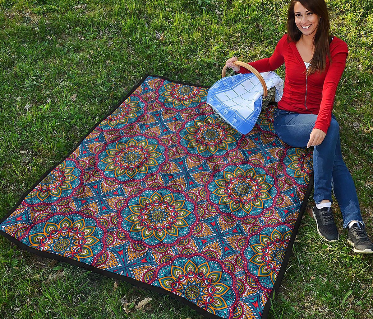 Colorful Bohemian Mandala Pattern Print Quilt