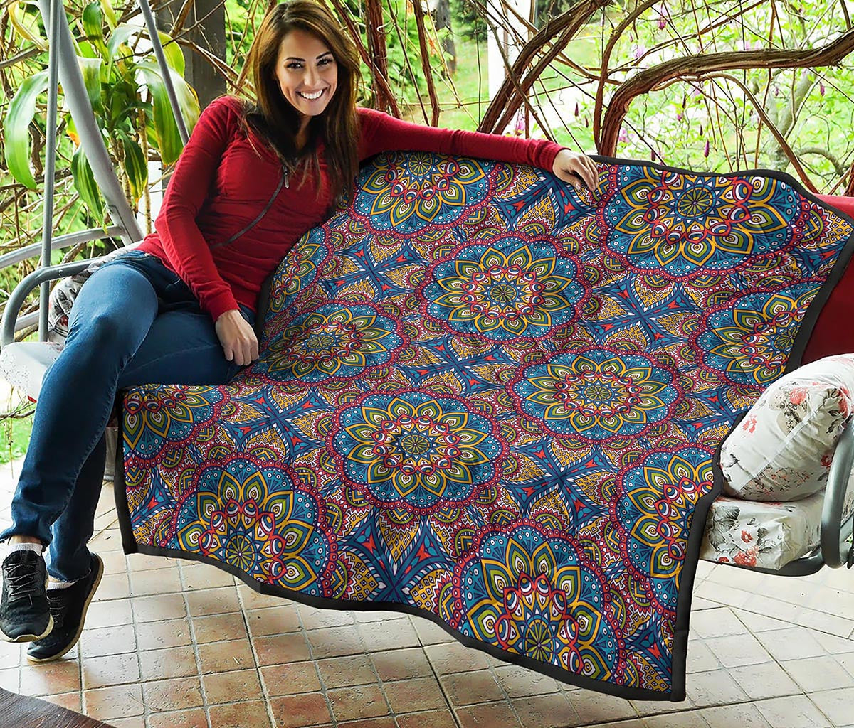 Colorful Bohemian Mandala Pattern Print Quilt