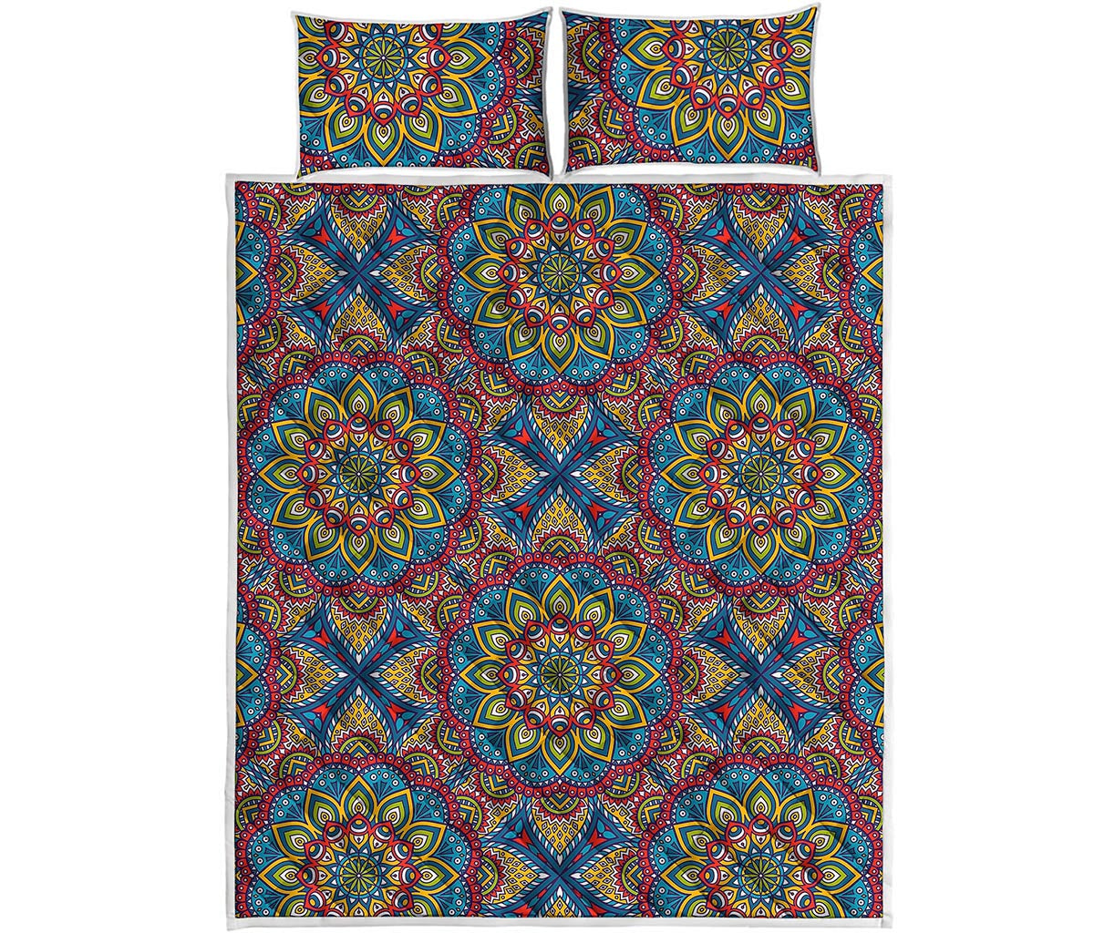 Colorful Bohemian Mandala Pattern Print Quilt Bed Set