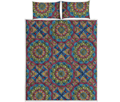 Colorful Bohemian Mandala Pattern Print Quilt Bed Set