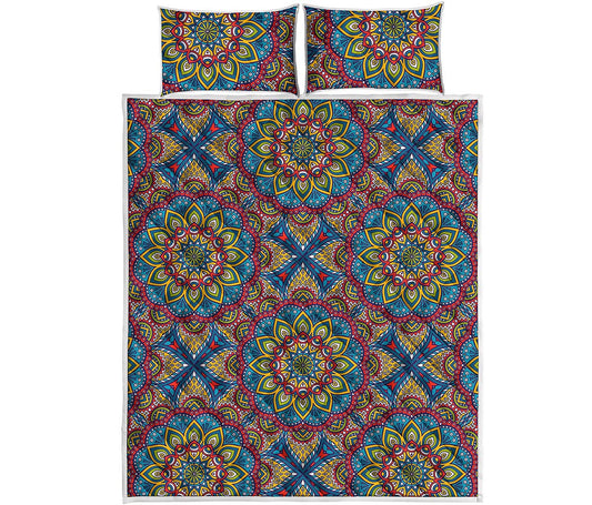 Colorful Bohemian Mandala Pattern Print Quilt Bed Set