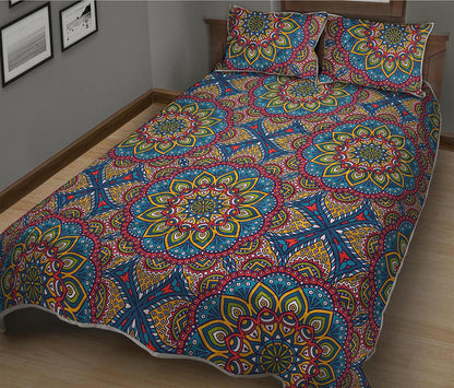 Colorful Bohemian Mandala Pattern Print Quilt Bed Set