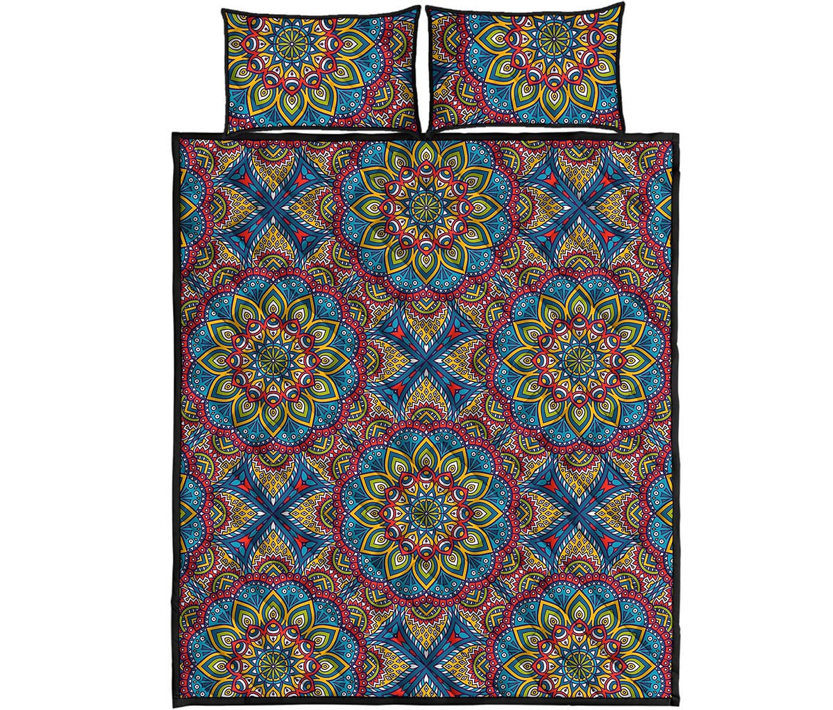 Colorful Bohemian Mandala Pattern Print Quilt Bed Set