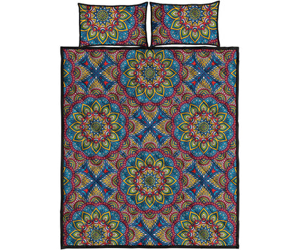 Colorful Bohemian Mandala Pattern Print Quilt Bed Set