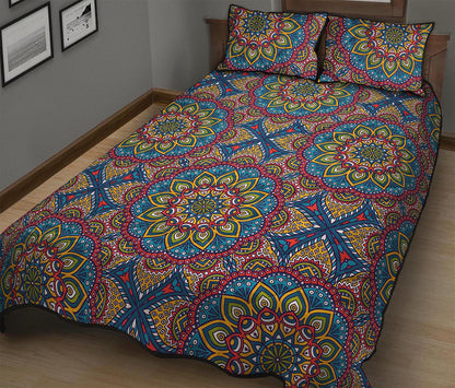 Colorful Bohemian Mandala Pattern Print Quilt Bed Set