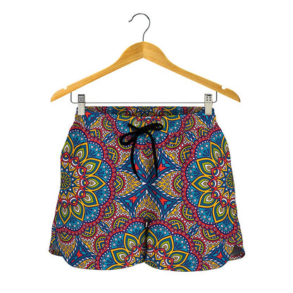 Colorful Bohemian Mandala Pattern Print Women's Shorts