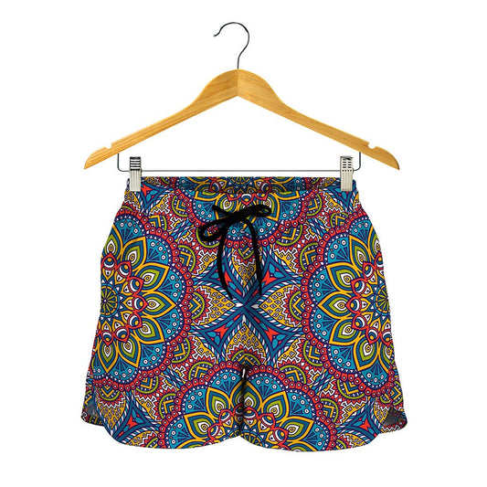 Colorful Bohemian Mandala Pattern Print Women's Shorts