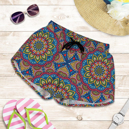 Colorful Bohemian Mandala Pattern Print Women's Shorts