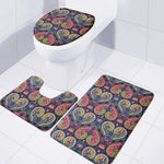 Colorful Boho Paisley Pattern Print 3 Piece Bath Mat Set