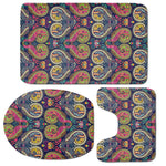 Colorful Boho Paisley Pattern Print 3 Piece Bath Mat Set