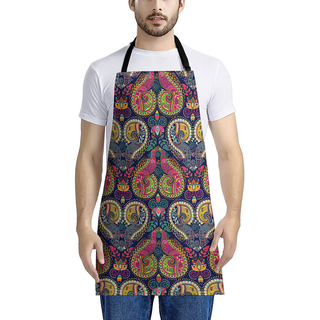 Colorful Boho Paisley Pattern Print Apron