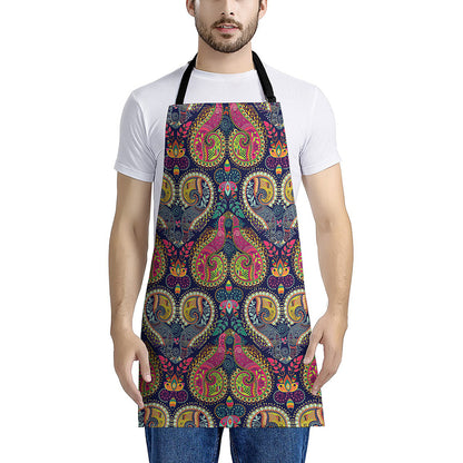 Colorful Boho Paisley Pattern Print Apron