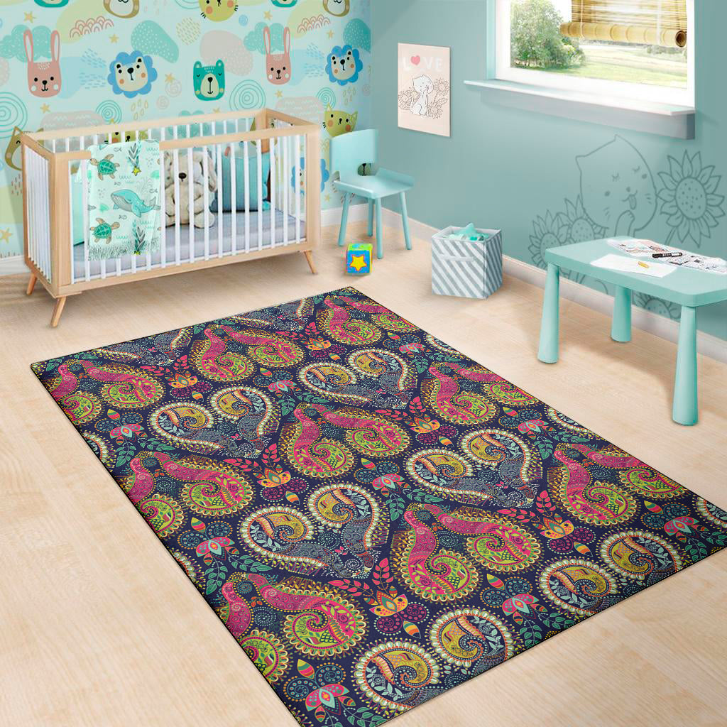 Colorful Boho Paisley Pattern Print Area Rug