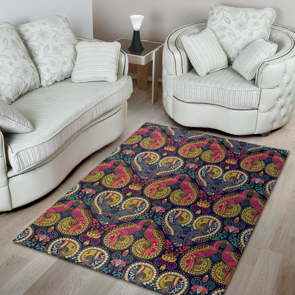 Colorful Boho Paisley Pattern Print Area Rug