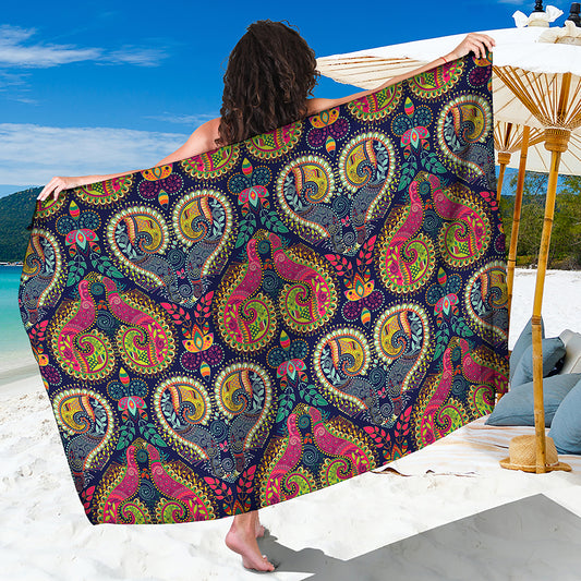 Colorful Boho Paisley Pattern Print Beach Sarong Wrap