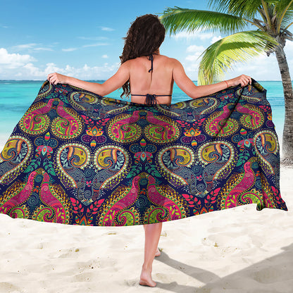 Colorful Boho Paisley Pattern Print Beach Sarong Wrap
