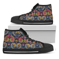 Colorful Boho Paisley Pattern Print Black High Top Sneakers