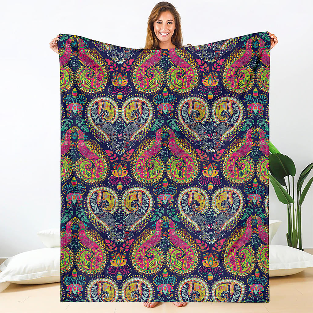 Colorful Boho Paisley Pattern Print Blanket