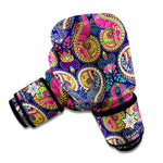 Colorful Boho Paisley Pattern Print Boxing Gloves