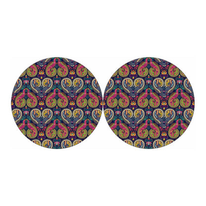 Colorful Boho Paisley Pattern Print Car Coasters
