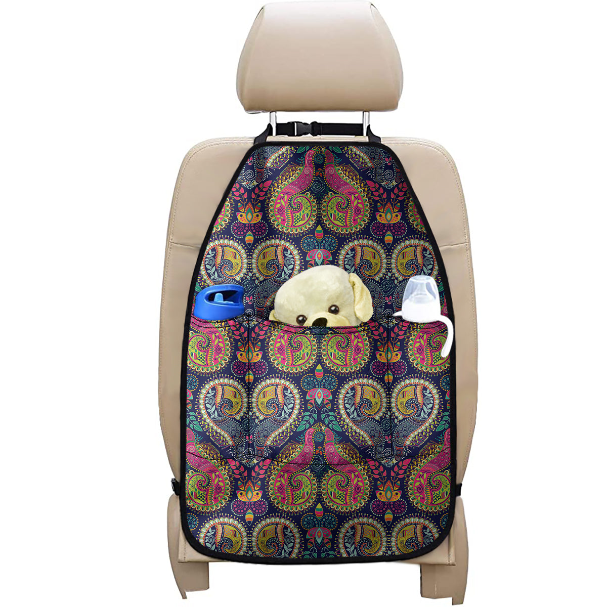 Colorful Boho Paisley Pattern Print Car Seat Organizers