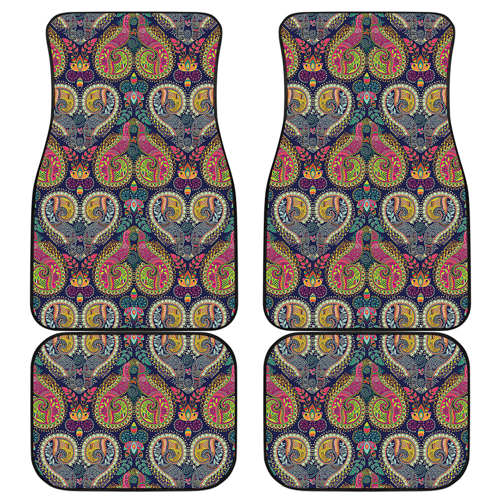 Colorful Boho Paisley Pattern Print Front and Back Car Floor Mats