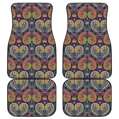 Colorful Boho Paisley Pattern Print Front and Back Car Floor Mats