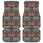 Colorful Boho Paisley Pattern Print Front and Back Car Floor Mats