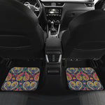 Colorful Boho Paisley Pattern Print Front and Back Car Floor Mats