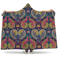 Colorful Boho Paisley Pattern Print Hooded Blanket
