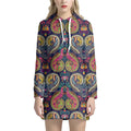 Colorful Boho Paisley Pattern Print Pullover Hoodie Dress
