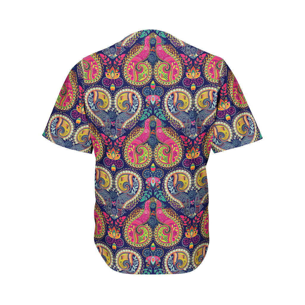 Colorful Boho Paisley Pattern Print Men's Baseball Jersey