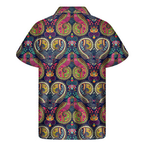 Colorful Boho Paisley Pattern Print Men's Short Sleeve Shirt