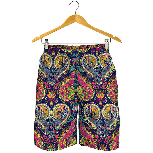 Colorful Boho Paisley Pattern Print Men's Shorts