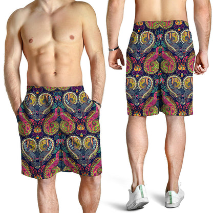 Colorful Boho Paisley Pattern Print Men's Shorts