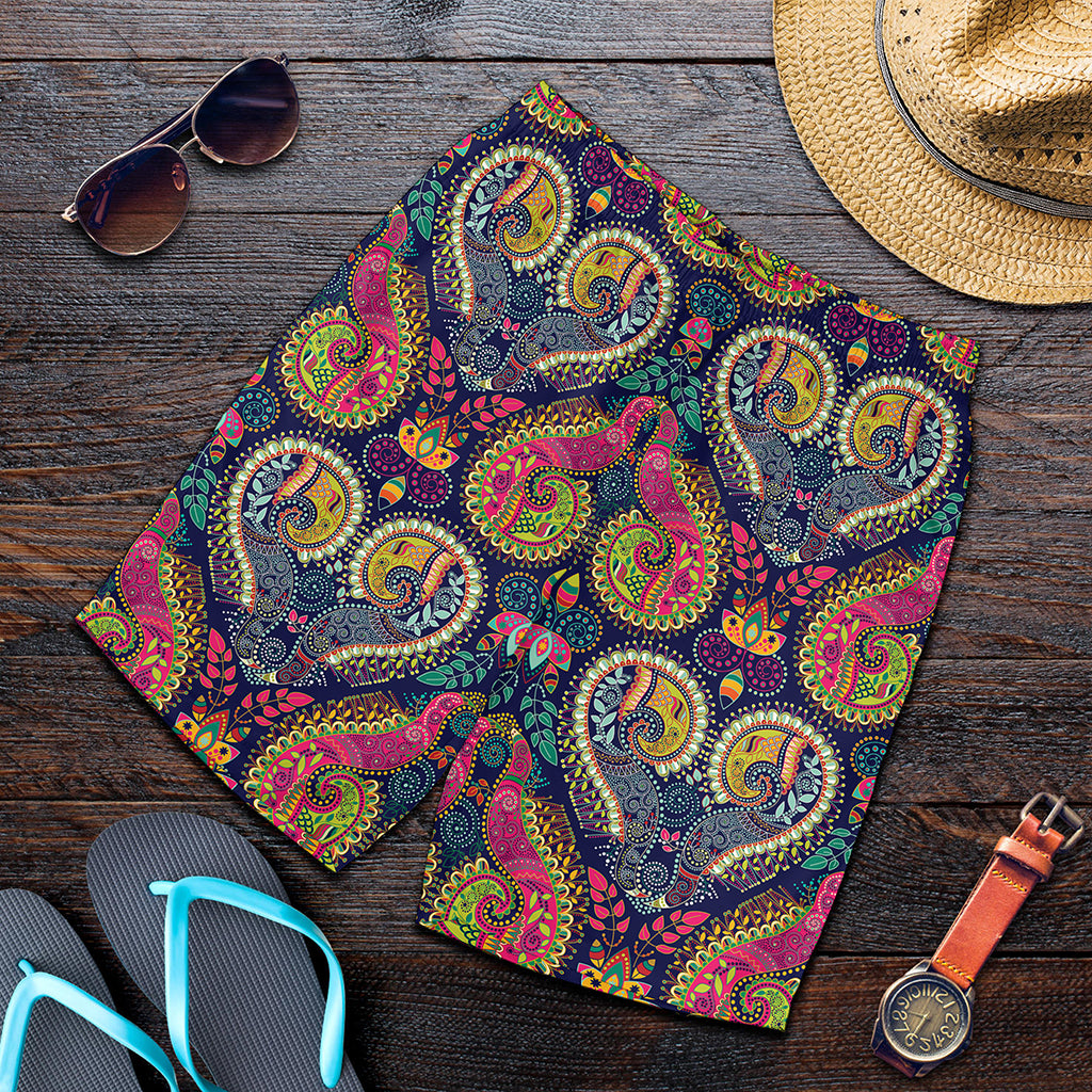 Colorful Boho Paisley Pattern Print Men's Shorts