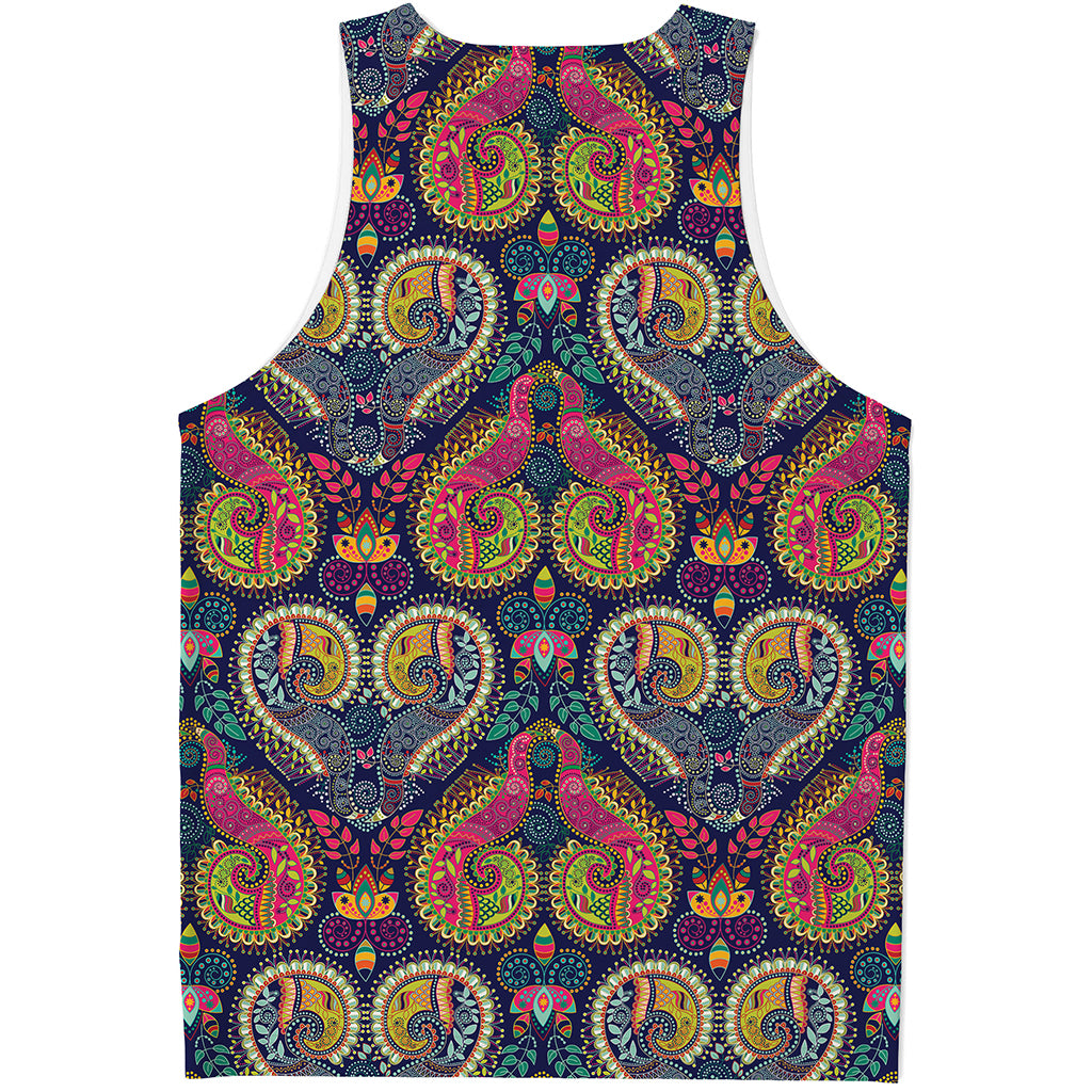 Colorful Boho Paisley Pattern Print Men's Tank Top