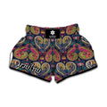 Colorful Boho Paisley Pattern Print Muay Thai Boxing Shorts
