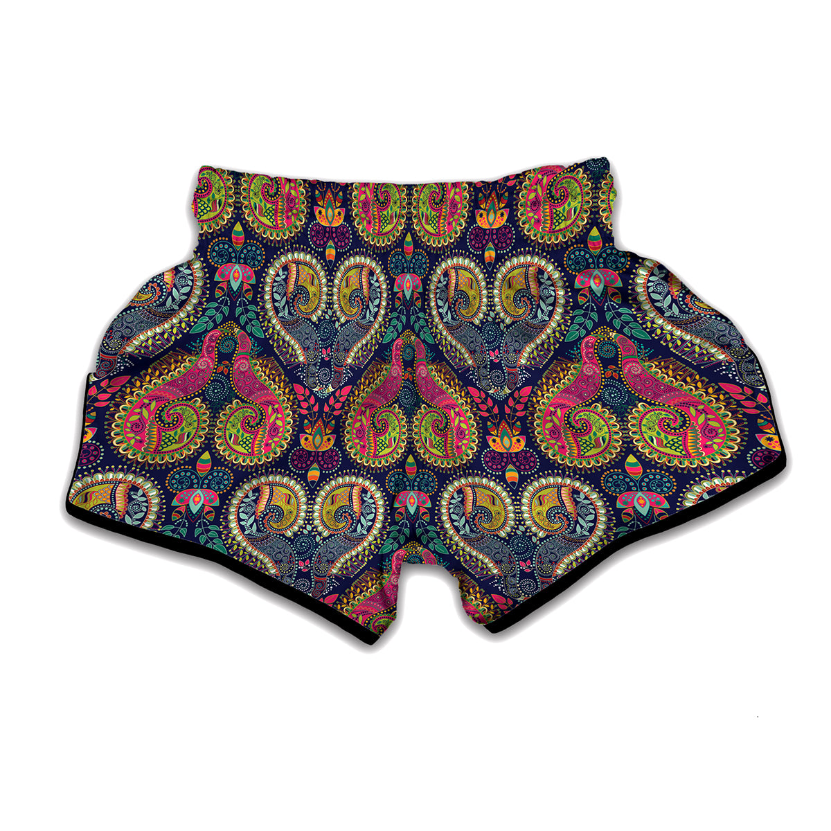 Colorful Boho Paisley Pattern Print Muay Thai Boxing Shorts