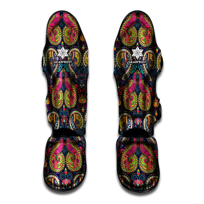 Colorful Boho Paisley Pattern Print Muay Thai Shin Guard