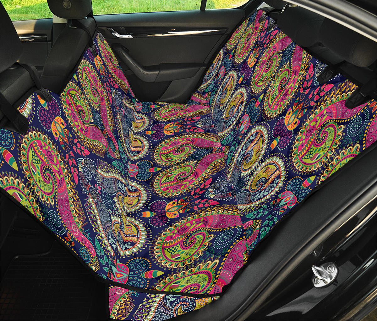Colorful Boho Paisley Pattern Print Pet Car Back Seat Cover