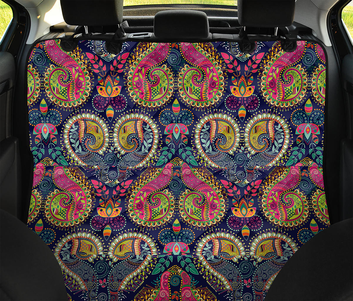 Colorful Boho Paisley Pattern Print Pet Car Back Seat Cover