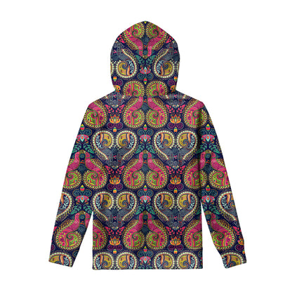Colorful Boho Paisley Pattern Print Pullover Hoodie