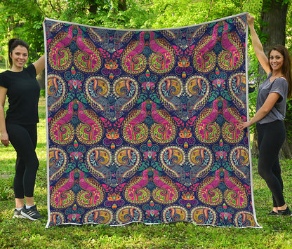 Colorful Boho Paisley Pattern Print Quilt