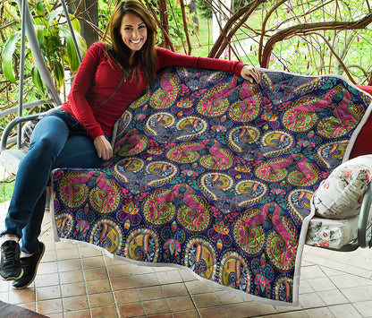 Colorful Boho Paisley Pattern Print Quilt